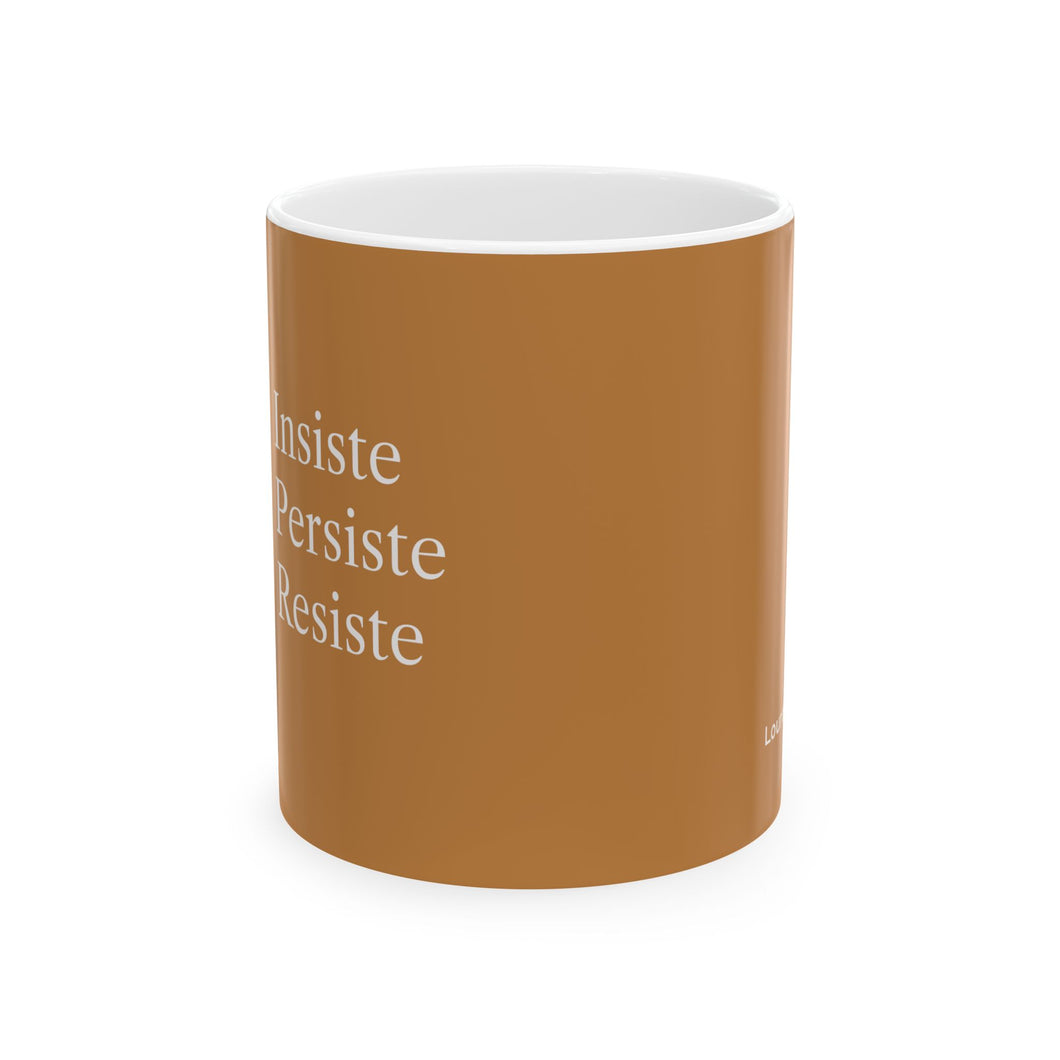 Taza Motivacional “Insiste, Persiste, Resiste” – Color Dorado