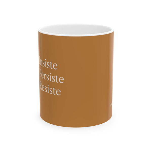 Taza Motivacional “Insiste, Persiste, Resiste” – Color Dorado